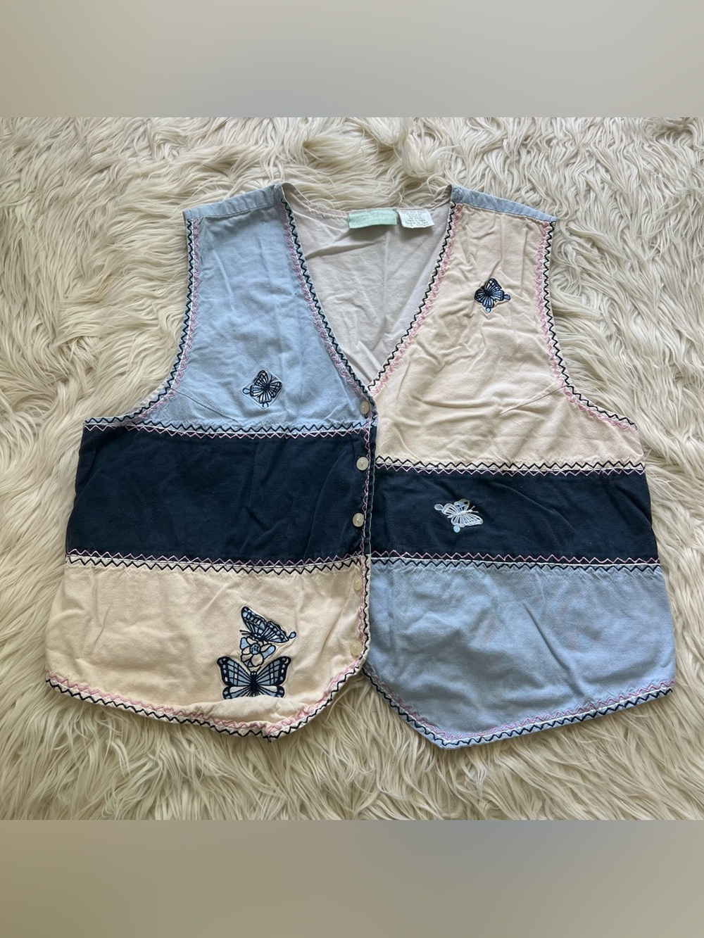 Vintage 90s Y2K Artsy Butterfly Vest Patchwork Coquette Fairycore 220 Hickory XL